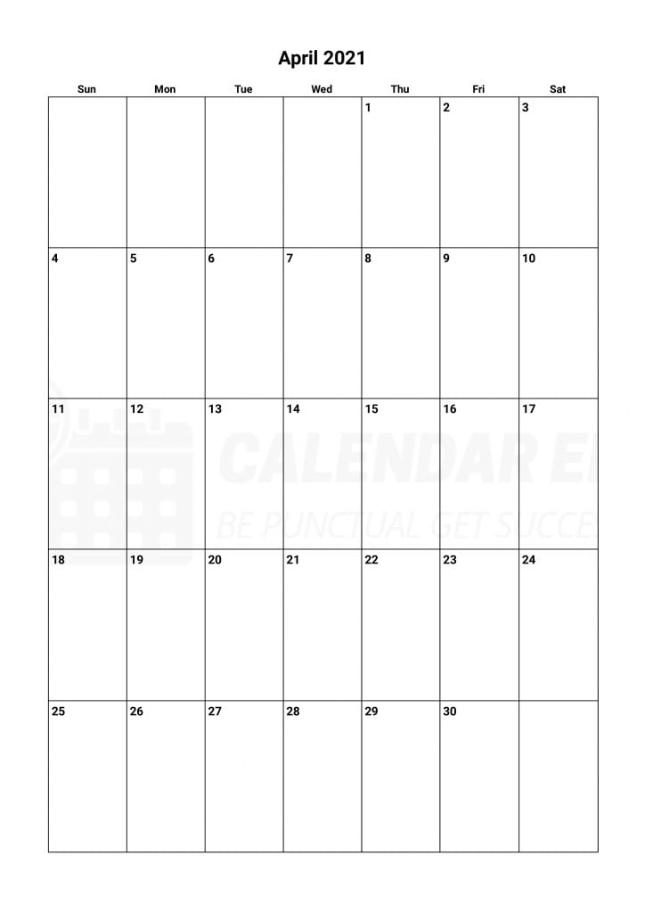 Printable April 2021 calendars templates free