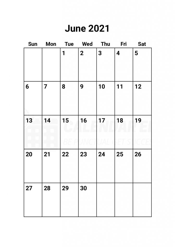 Blank June 2021 calendars Printable templates