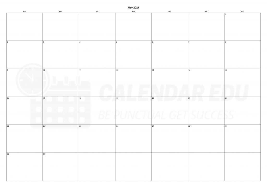 May 2021 Calendars Blank Printable templates