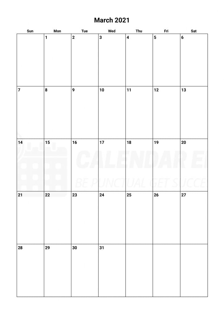 Best Blank march 2021 calendars to print and download