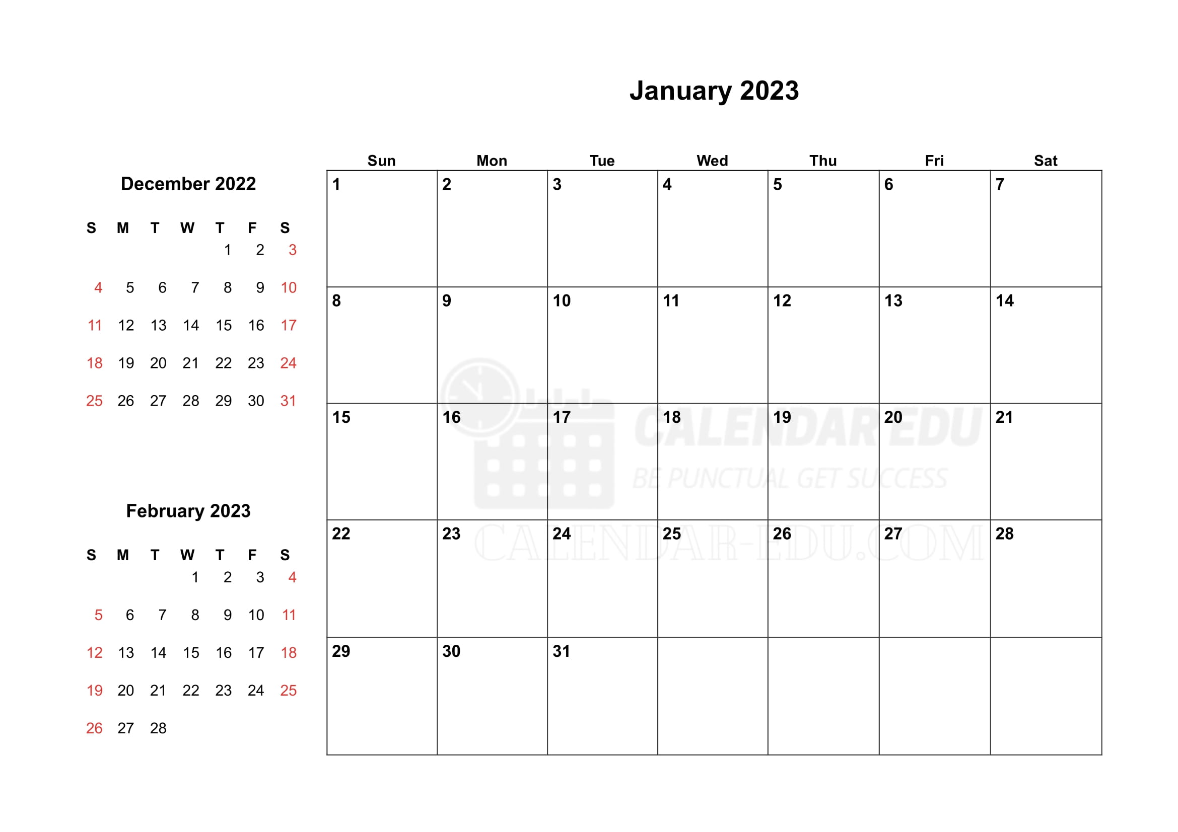 January 2023 Calendar Printable | Free 2023 Blank Templates