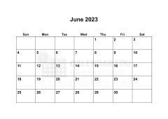 Sunday start June 2023 Calendar Blank Printable Templates