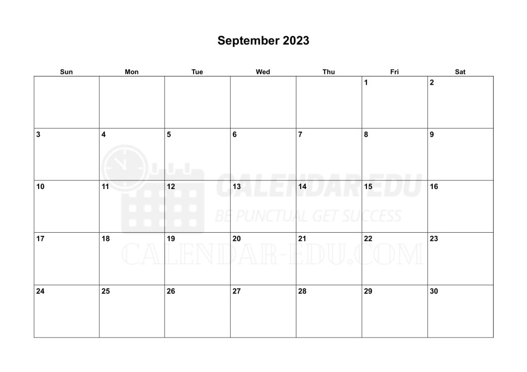 Landscape Sunday start September 2023 Calendar printable templates