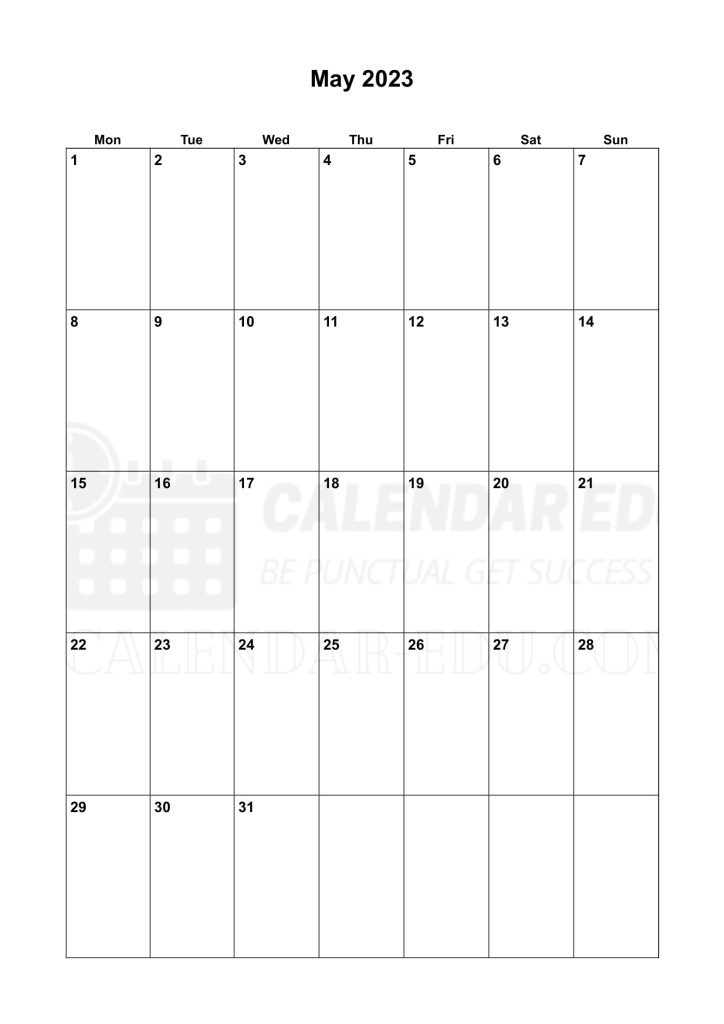 May 2023 Calendar Printable Free 2023 Blank Templates