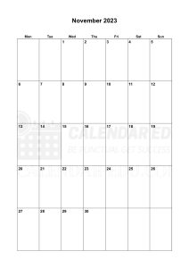 November 2023 PDF Calendar templates