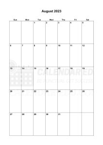 August 2023 Calendar PDF