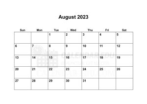 August 2023 Calendar PDF Blank templates
