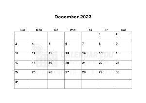 December 2023 PDF Calendar