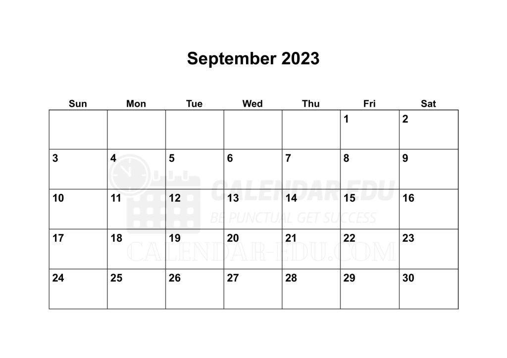 Sunday start September 2023 Calendar blank printable templates