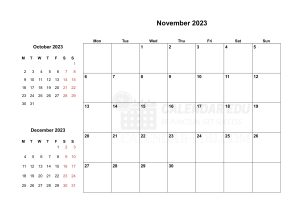 Free November 2023 Google Docs Calendar