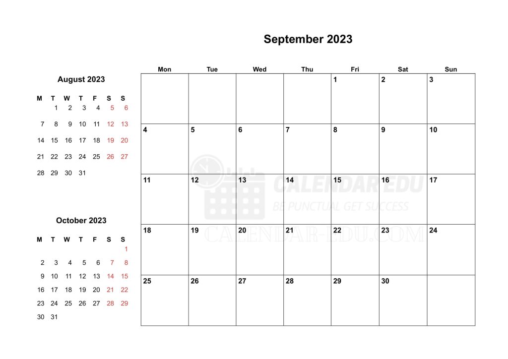 Two Months Monday start September 2023 Calendar printable templates