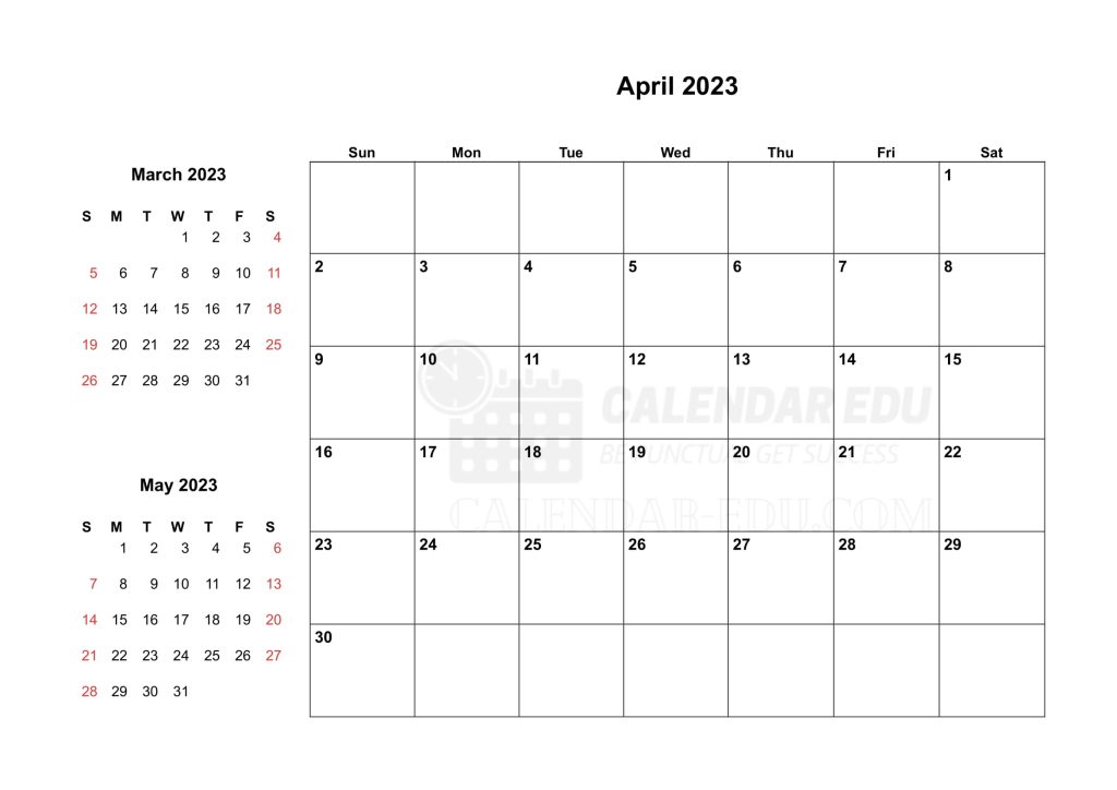 Two Months Sunday start April 2023 Calendar Printable Templates