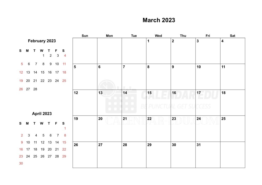 Two Months Sunday start March 2023 Calendar Printable Templates