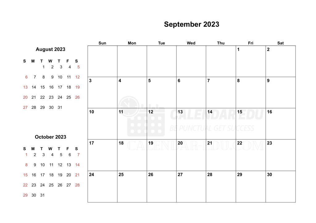 Two months Sunday start September 2023 Calendar printable templates