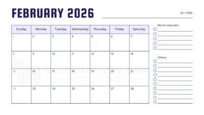 2026 February calendar templates