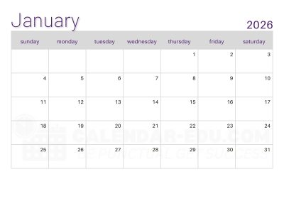 2026 January Calendar Templates
