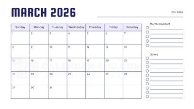 2026 March Printable Calendar