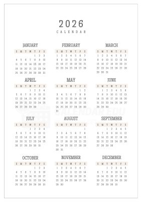 2026 calendar