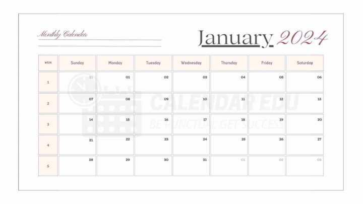 January 2024 calendar template
