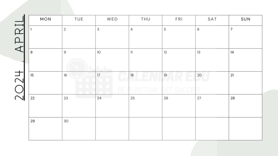April 2024 monthly calendar