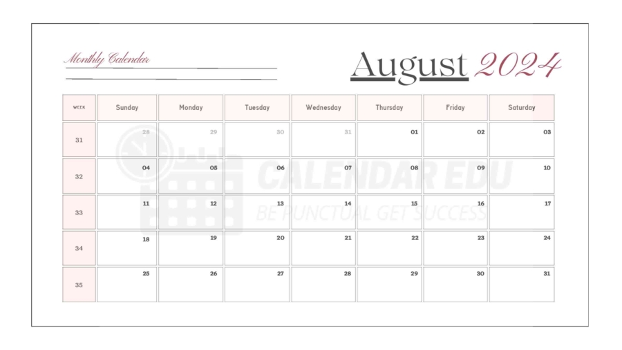 August 2024 calendar template