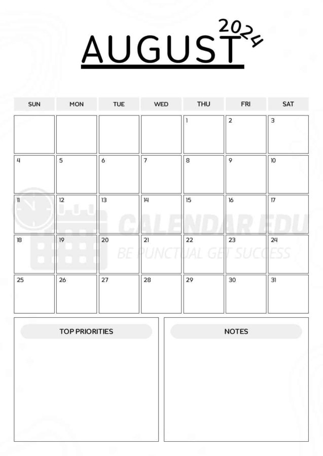 August printable calendar 2024