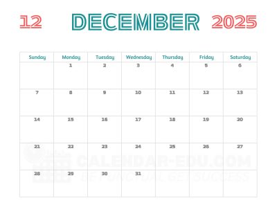 Calendar 2025 December