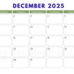 Calendar 2025 December Printable