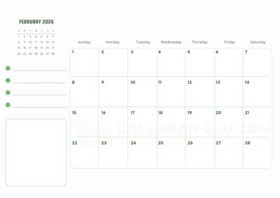 Calendar 2026 February