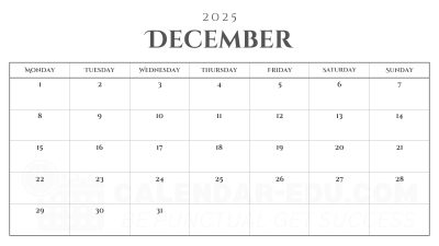 December 2025 Calendar
