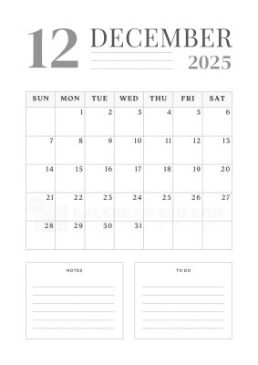 December Month Calendar 2025