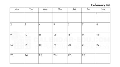 February 2026 Calendar Printable