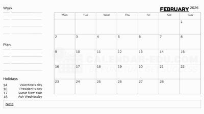 February Calendar 2026