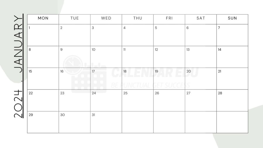 January 2024 monthly calendar