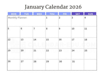 January 2026 Calendar Australia