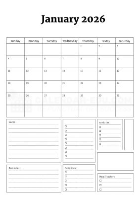 January 2026 Printable Calendar Templates