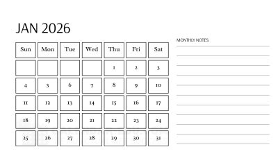 January 2026 calendar USA