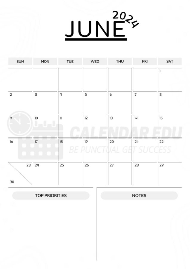 June printable calendar 2024