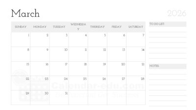 March 2026 Calendar