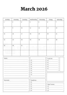 March 2026 Printable Calendar Templates