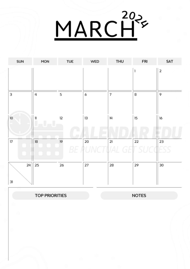 March printable calendar 2024