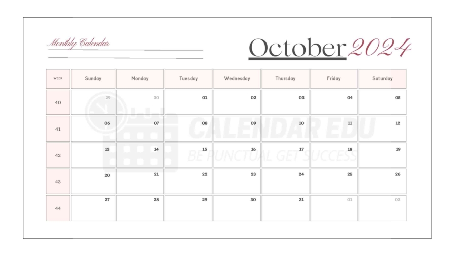 October 2024 calendar template