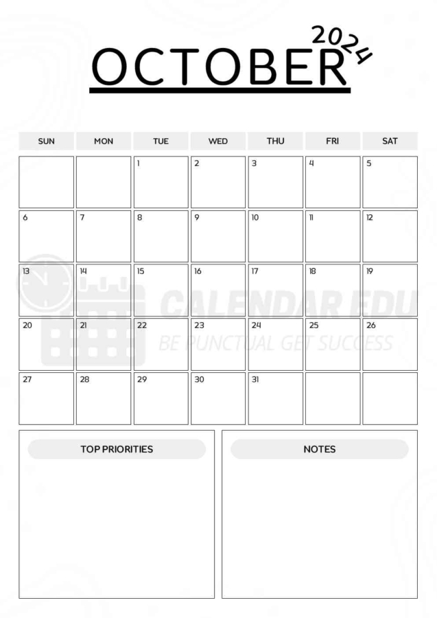 October printable calendar 2024