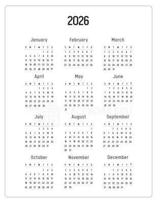 One page calendar 2026