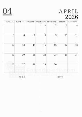 april 2026 calendar printable
