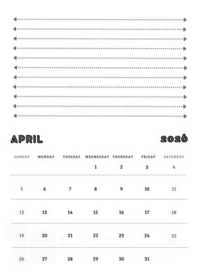 april 2026 calendar templates