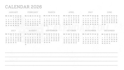 download 2026 calendar with notes