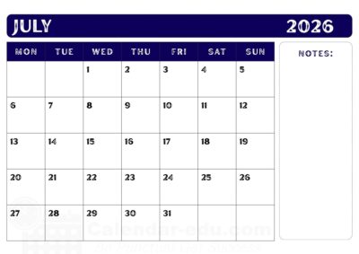 july 2026 printable calendar