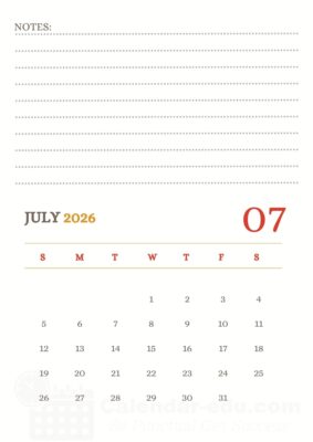 july calendar 2026