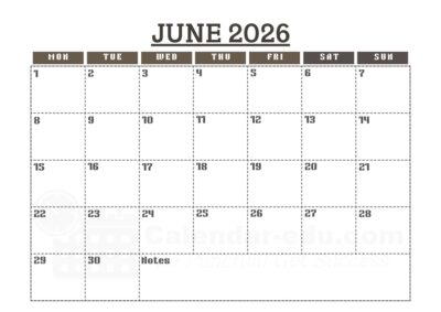 june 2026 blank calendar template